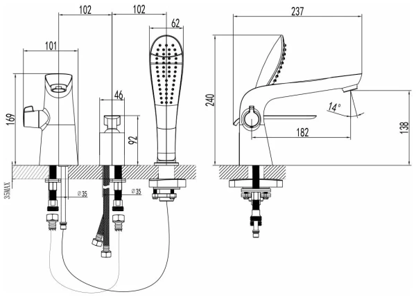 Смеситель на борт ванны Lemark Melange (LM4947CW)